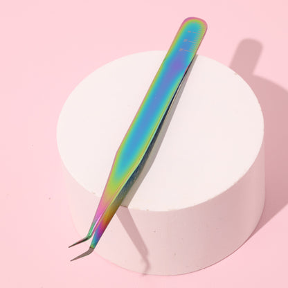 Shiny Rainbow Lash Tweezers - Fiber Tip